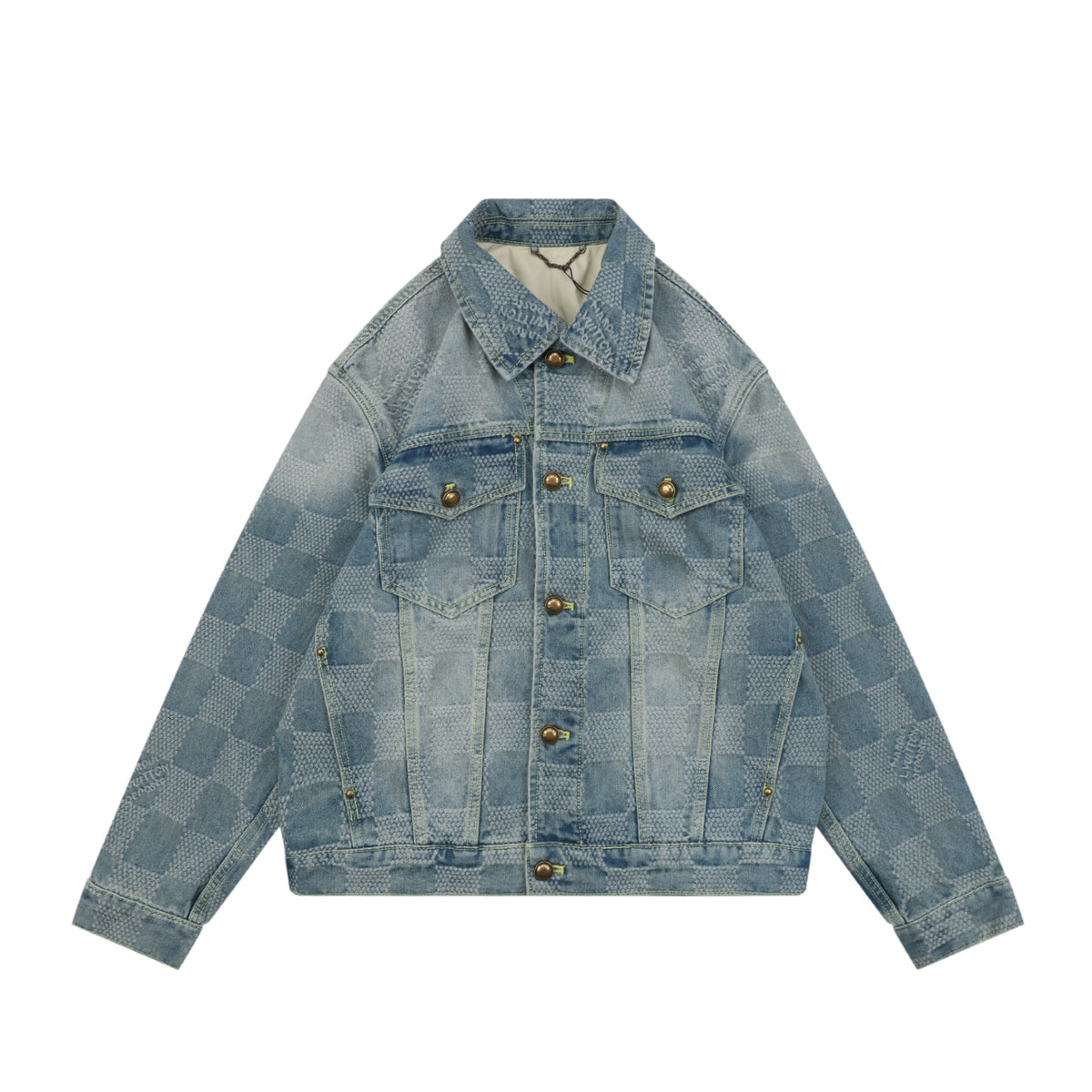 Louis Vuitton Washed Blue Damier Checkerboard Denim Jacket