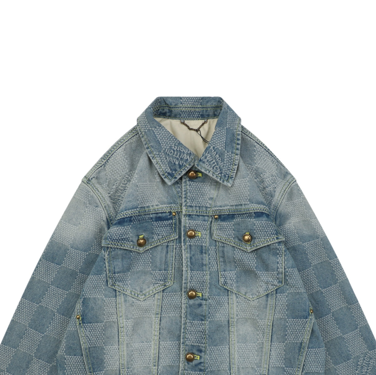 Louis Vuitton Washed Blue Damier Checkerboard Denim Jacket
