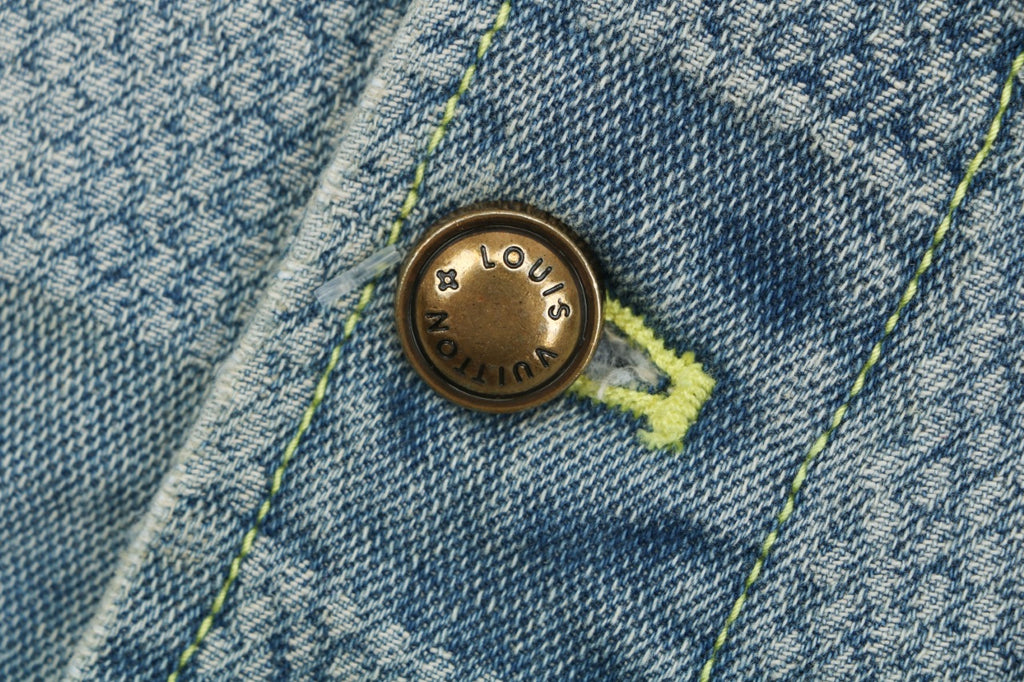 Louis Vuitton Washed Blue Damier Checkerboard Denim Jacket