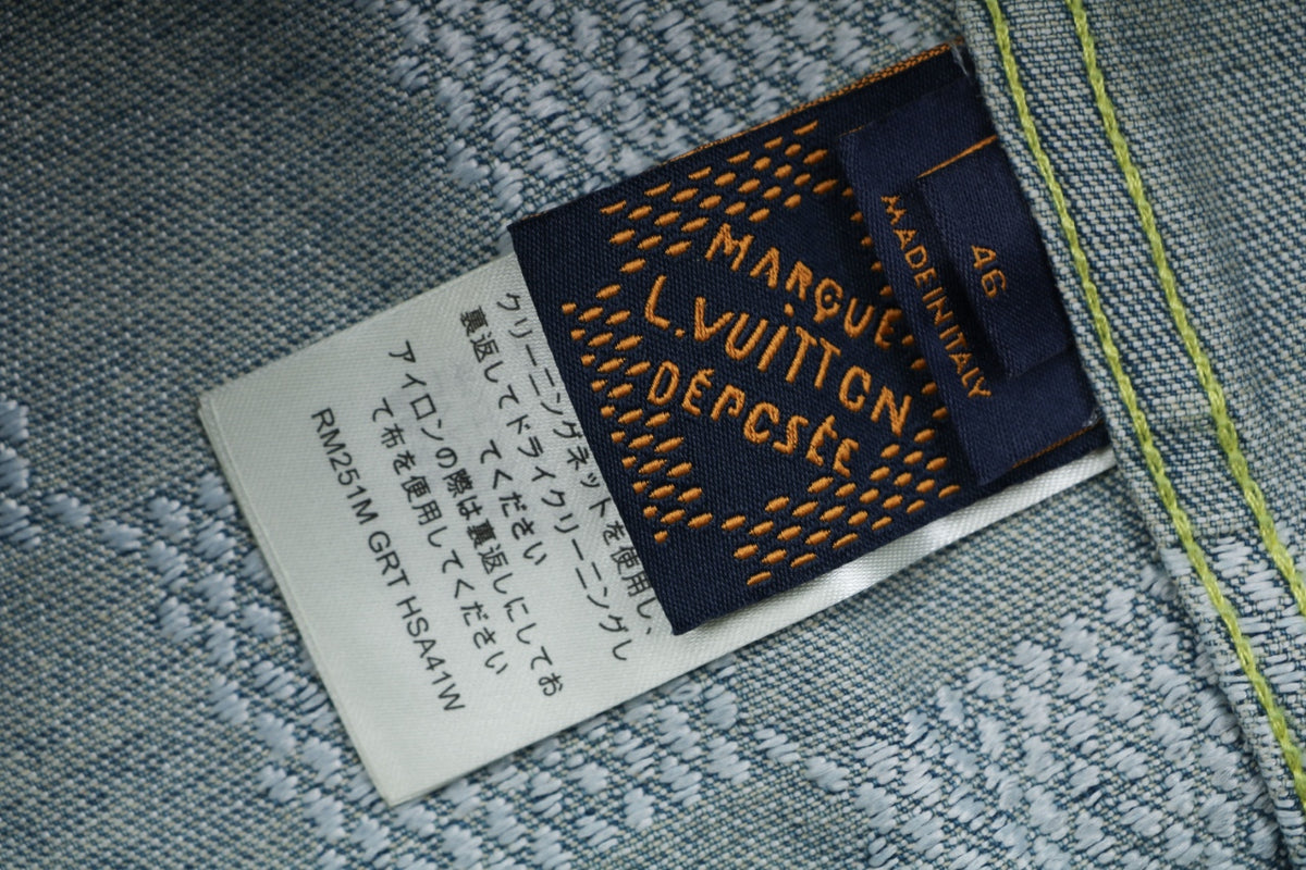 Louis Vuitton Washed Blue Damier Checkerboard Denim Jacket