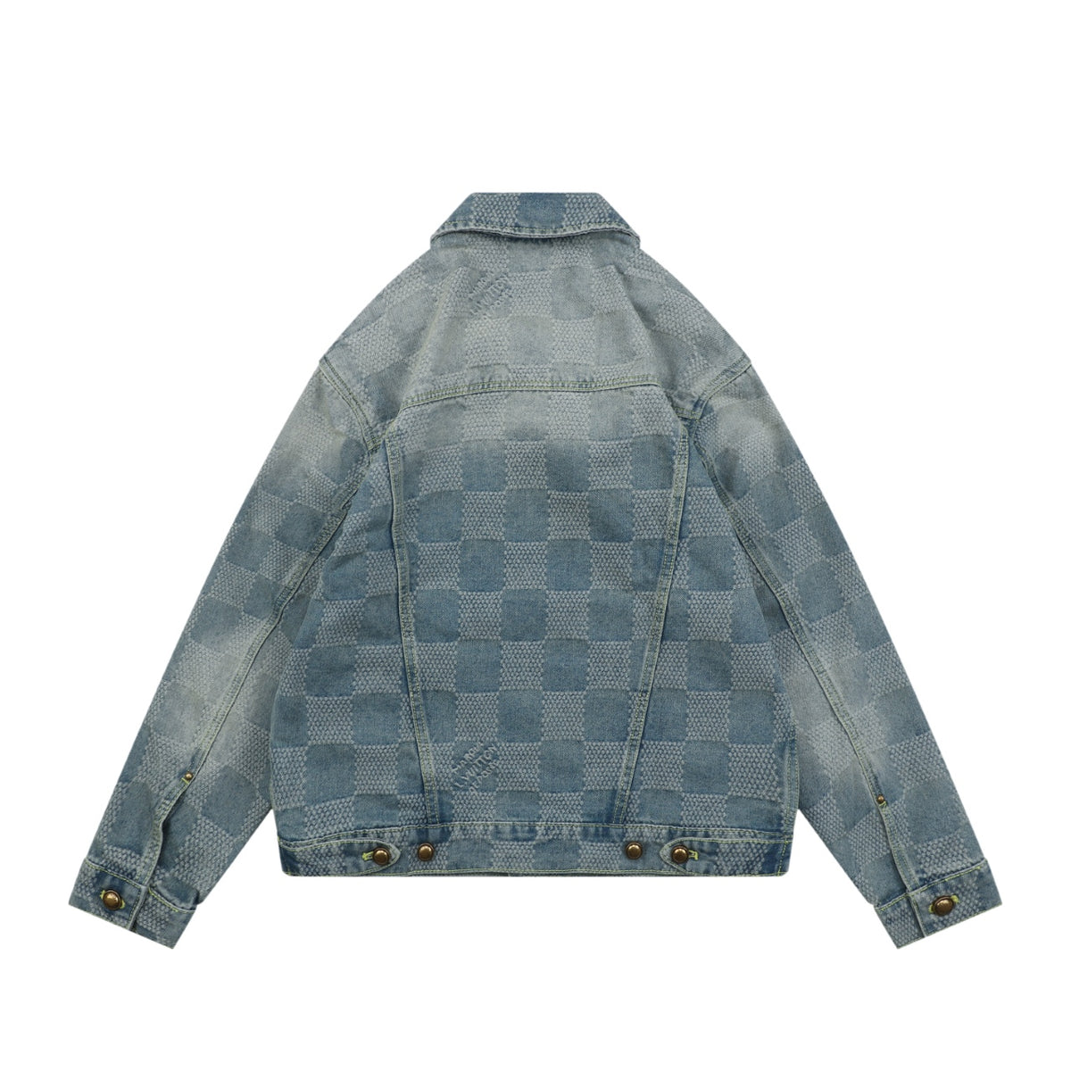 Louis Vuitton Washed Blue Damier Checkerboard Denim Jacket