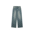 Louis Vuitton Washed Blue Damier Checkerboard Wide-Leg Jeans