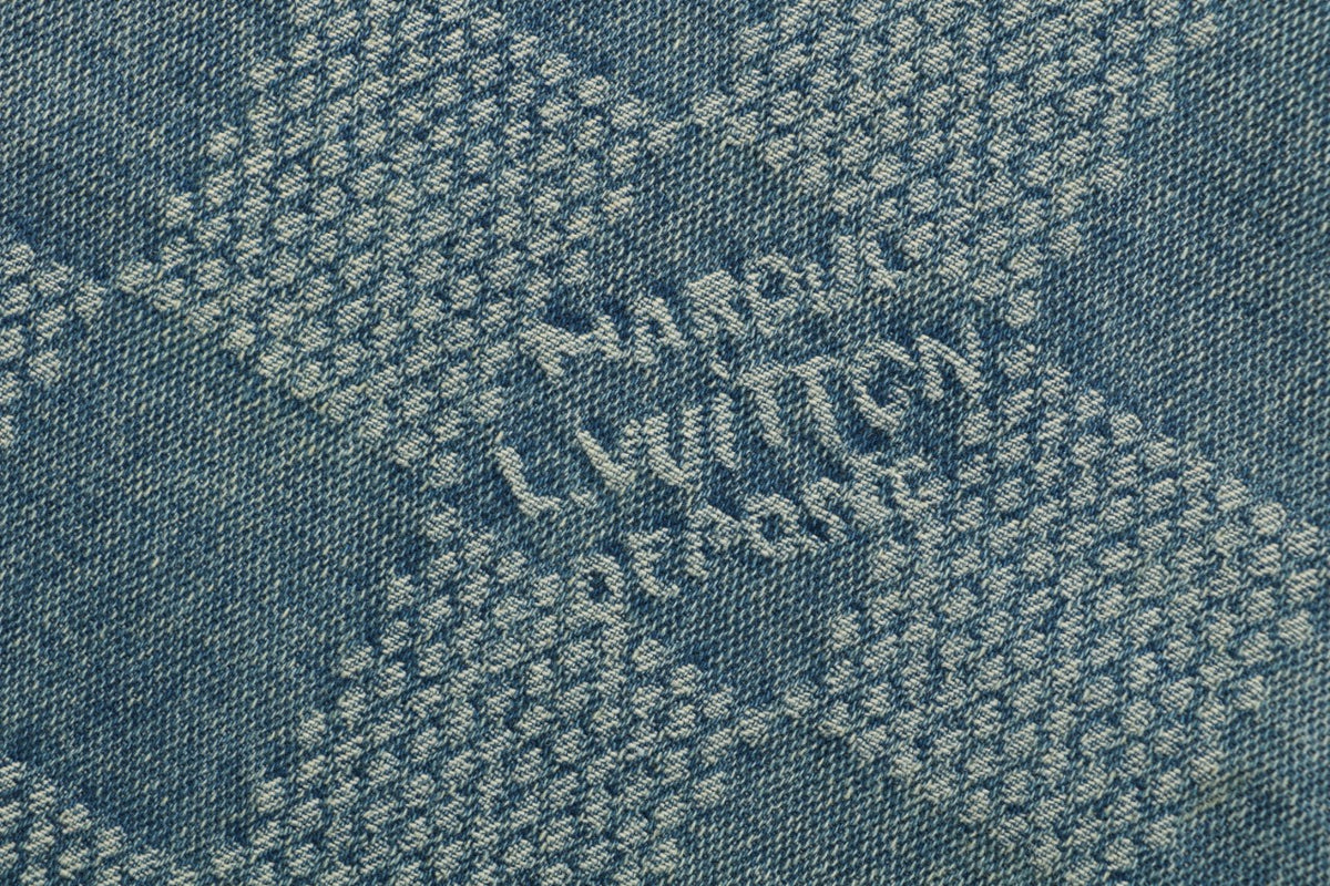 Louis Vuitton Washed Blue Damier Checkerboard Wide-Leg Jeans