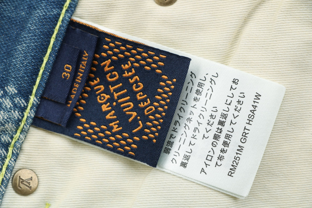 Louis Vuitton Washed Blue Damier Checkerboard Wide-Leg Jeans