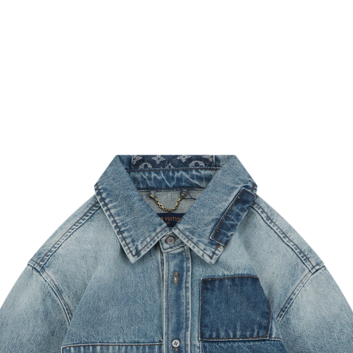 Louis Vuitton Washed Blue Patchwork Denim Shirt Jacket