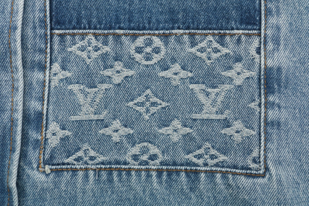 Louis Vuitton Washed Blue Patchwork Denim Shirt Jacket