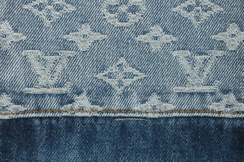 Louis Vuitton Washed Blue Patchwork Wide-Leg Jeans