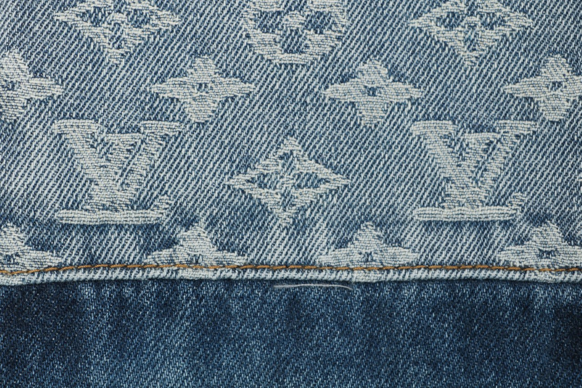 Louis Vuitton Washed Blue Patchwork Wide-Leg Jeans