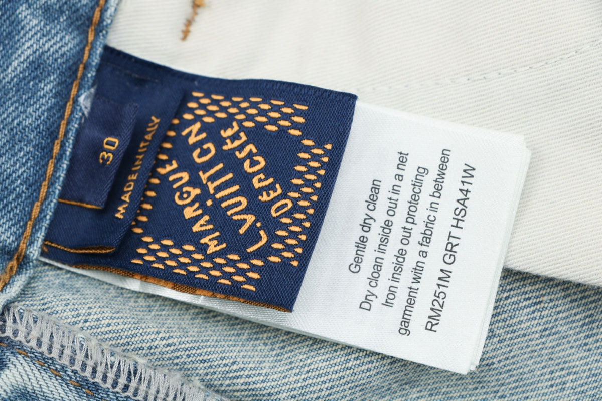 Louis Vuitton Washed Blue Patchwork Wide-Leg Jeans