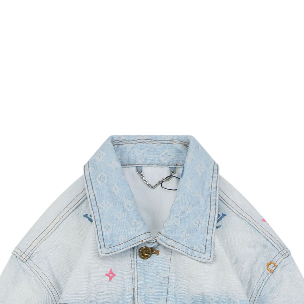 Louis Vuitton Multicolor Monogram Embroidered Denim Jacket | Ice Blue