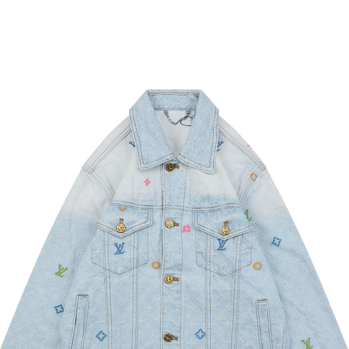 Louis Vuitton Multicolor Monogram Embroidered Denim Jacket | Ice Blue