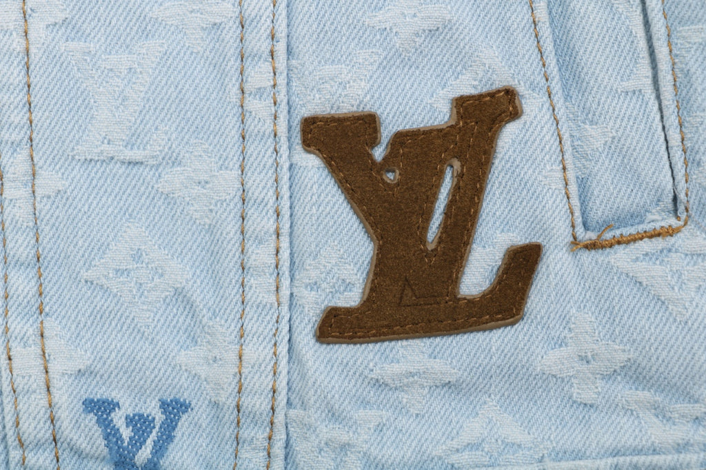 Louis Vuitton Multicolor Monogram Embroidered Denim Jacket | Ice Blue
