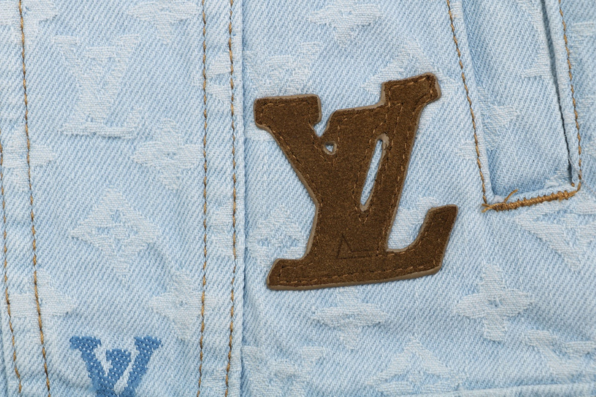 Louis Vuitton Multicolor Monogram Embroidered Denim Jacket | Ice Blue
