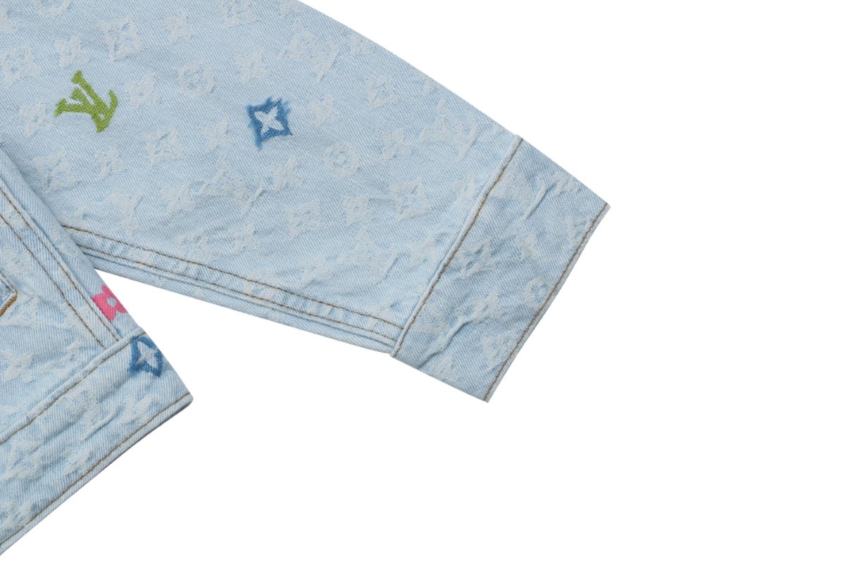 Louis Vuitton Multicolor Monogram Embroidered Denim Jacket | Ice Blue