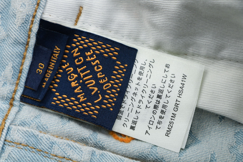 Louis Vuitton Multicolor Monogram Embroidered Wide-Leg Jeans | Ice Blue