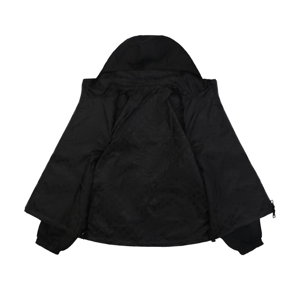 Louis Vuitton Tonal Monogram Jacquard Reversible Hooded Zip Jacket | Black