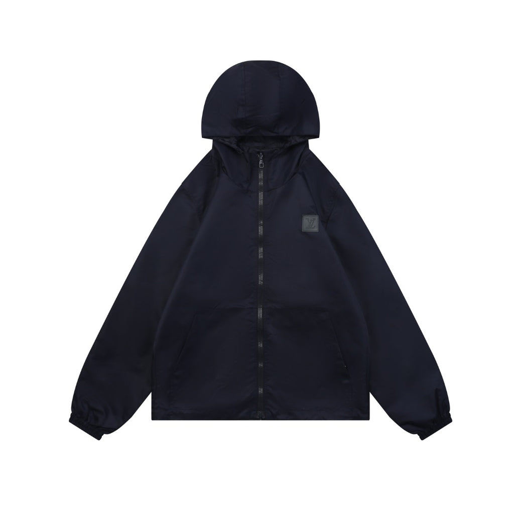 Louis Vuitton Tonal Monogram Jacquard Reversible Hooded Zip Jacket | Navy