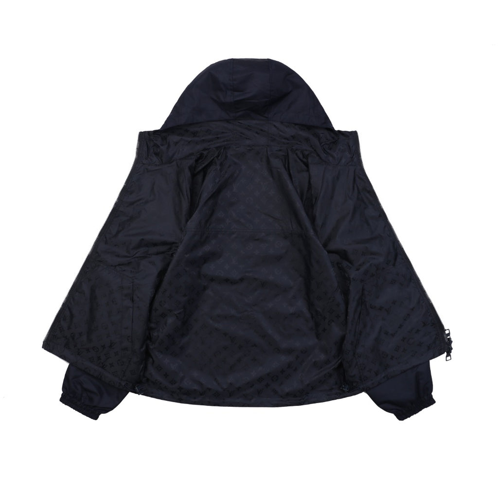 Louis Vuitton Tonal Monogram Jacquard Reversible Hooded Zip Jacket | Navy
