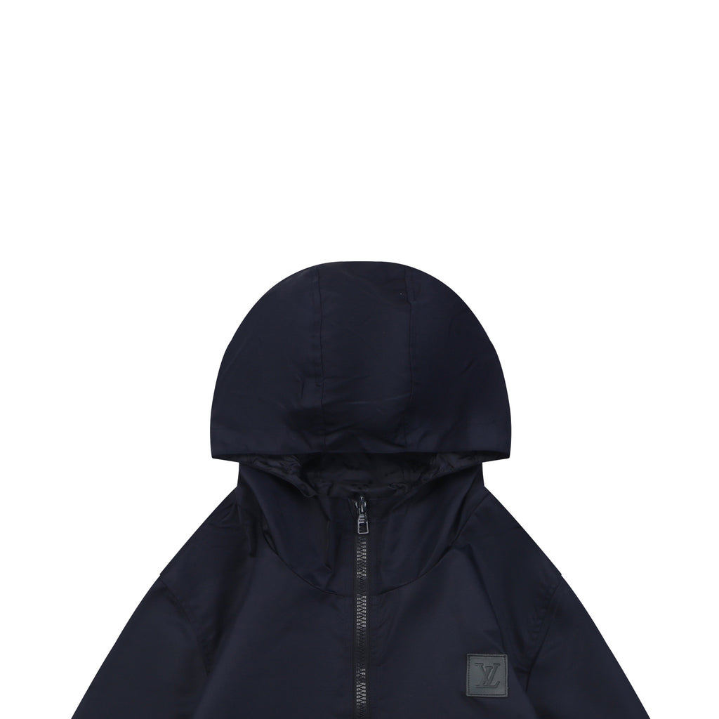 Louis Vuitton Tonal Monogram Jacquard Reversible Hooded Zip Jacket | Navy