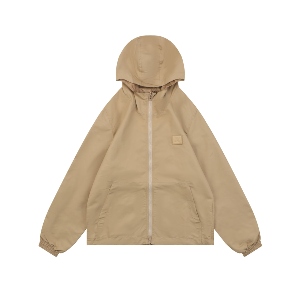 Louis Vuitton Tonal Monogram Jacquard Reversible Hooded Zip Jacket | Khaki