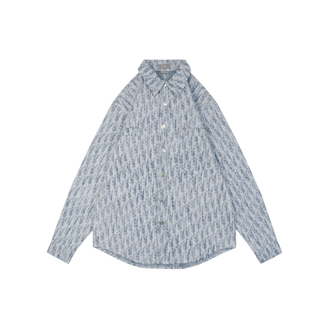 Dior Oblique Jacquard Long Sleeve Shirt | 22SS | Light Blue