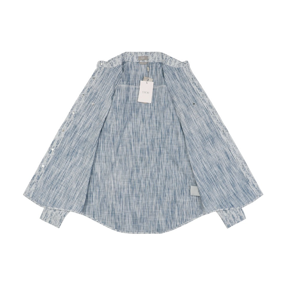 Dior Oblique Jacquard Long Sleeve Shirt | 22SS | Light Blue