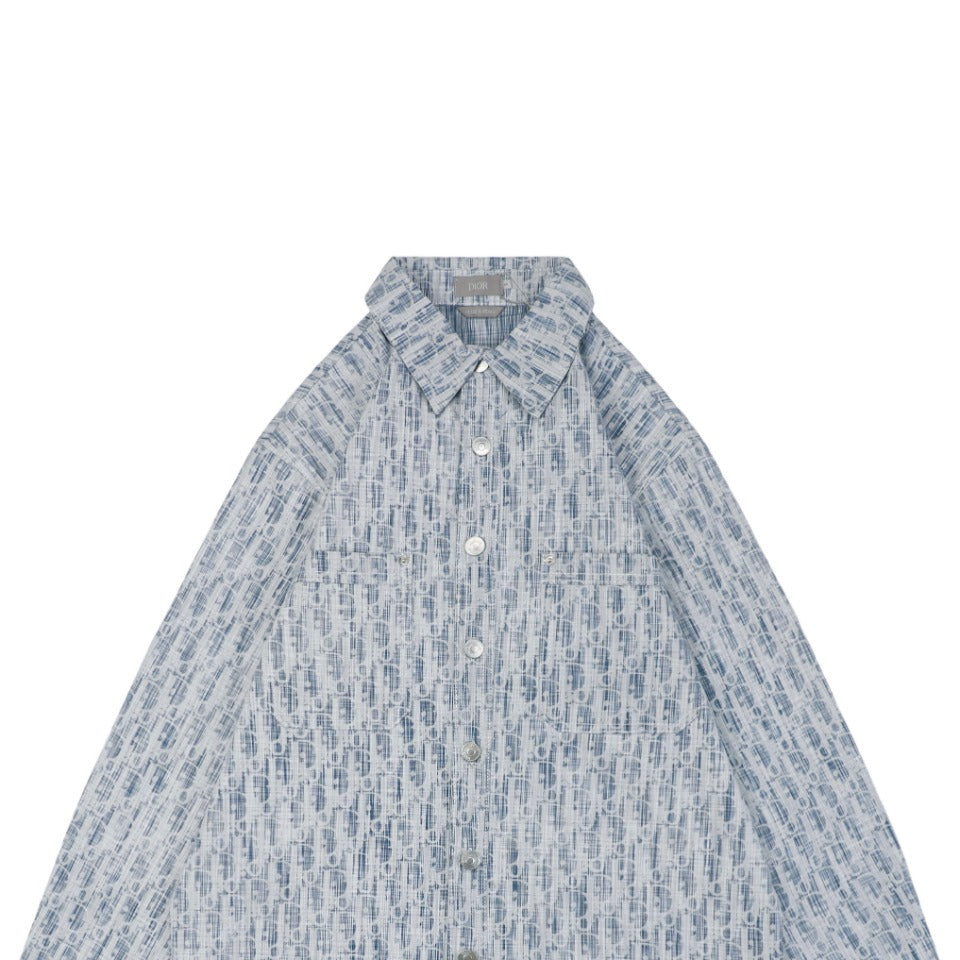 Dior Oblique Jacquard Long Sleeve Shirt | 22SS | Light Blue