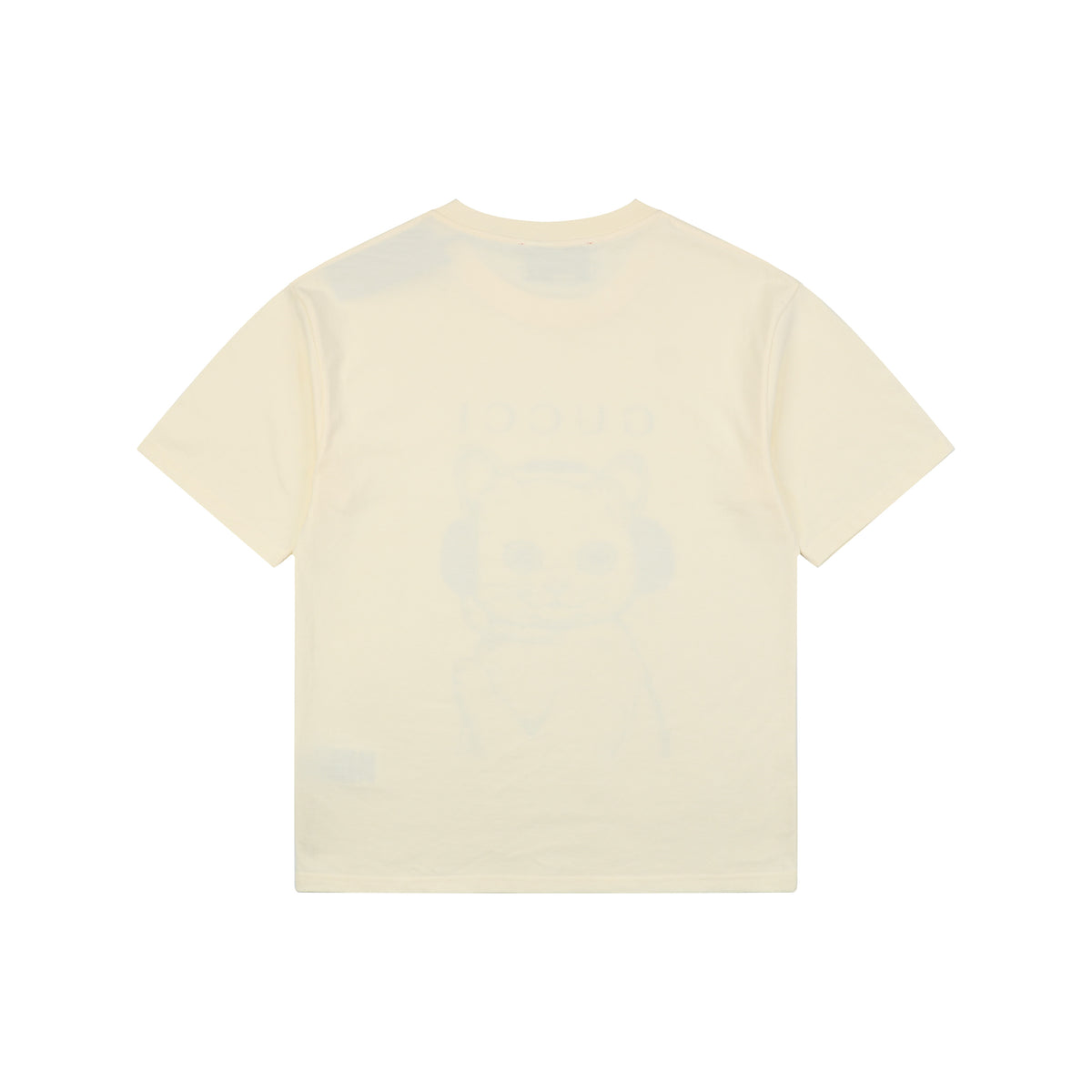 Gucci Cat with Green Headphones Graphic Print T-Shirt | Ivory