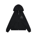 Chrome Hearts Cross Floral Leather Patch Zip Hoodie | Black