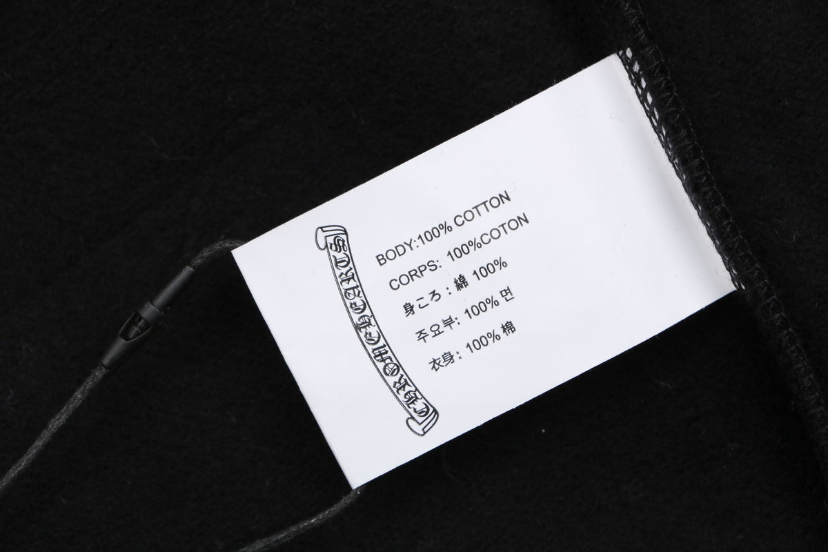 Chrome Hearts Cross Floral Leather Patch Zip Hoodie | Black