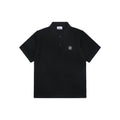 Stone Island Compass Badge Layered Collar Jacquard Polo Shirt | Black