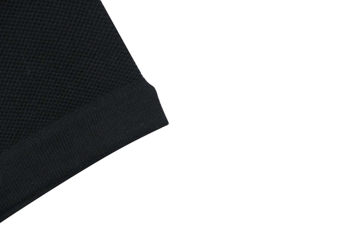 Stone Island Compass Badge Layered Collar Jacquard Polo Shirt | Black