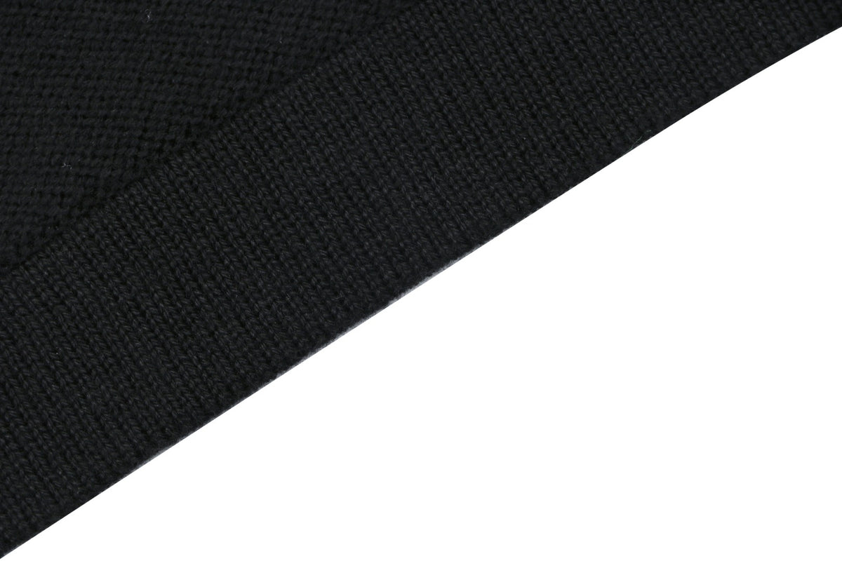 Stone Island Compass Badge Layered Collar Jacquard Polo Shirt | Black