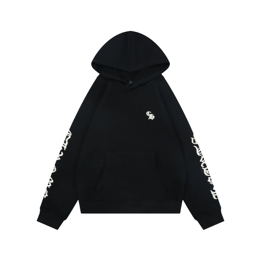 Chrome Hearts Sanskrit Script Sleeve Embroidery Pullover Hoodie | Black