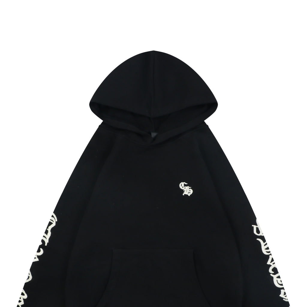 Chrome Hearts Sanskrit Script Sleeve Embroidery Pullover Hoodie | Black