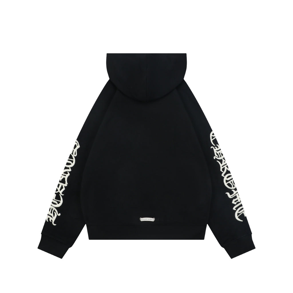 Chrome Hearts Sanskrit Script Sleeve Embroidery Pullover Hoodie | Black