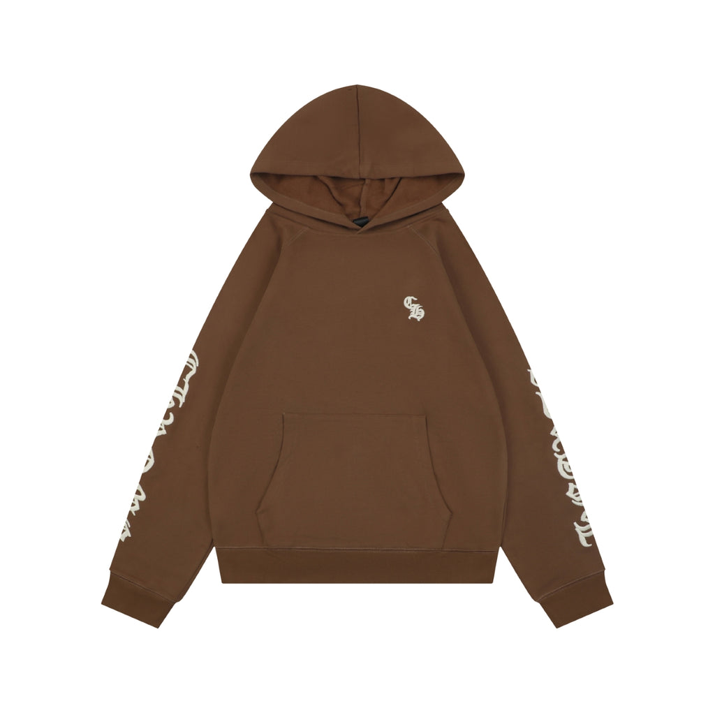 Chrome Hearts Sanskrit Script Sleeve Embroidery Pullover Hoodie | Brown
