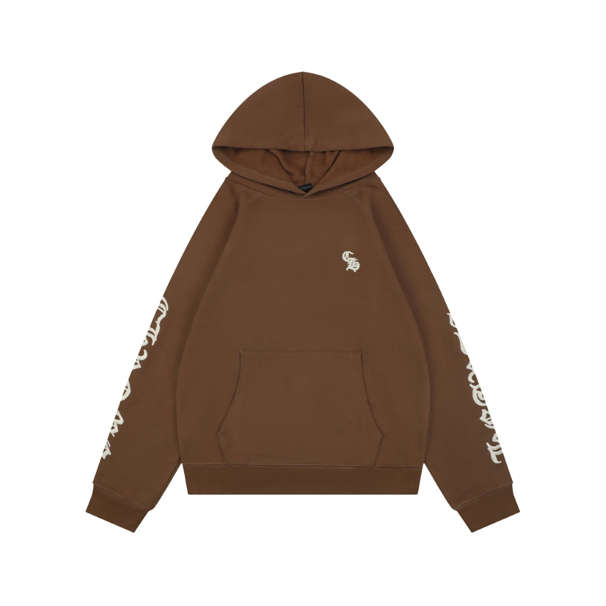 Chrome Hearts Sanskrit Script Sleeve Embroidery Pullover Hoodie | Brown