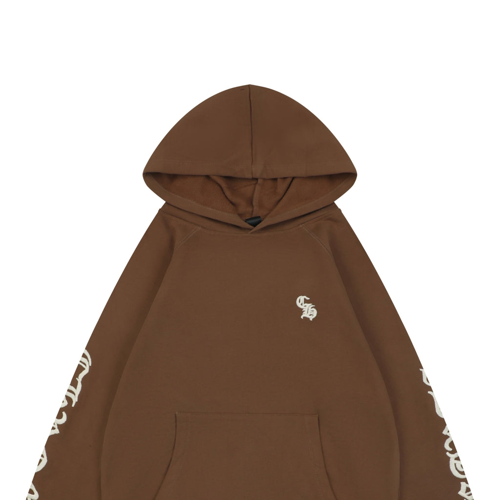 Chrome Hearts Sanskrit Script Sleeve Embroidery Pullover Hoodie | Brown