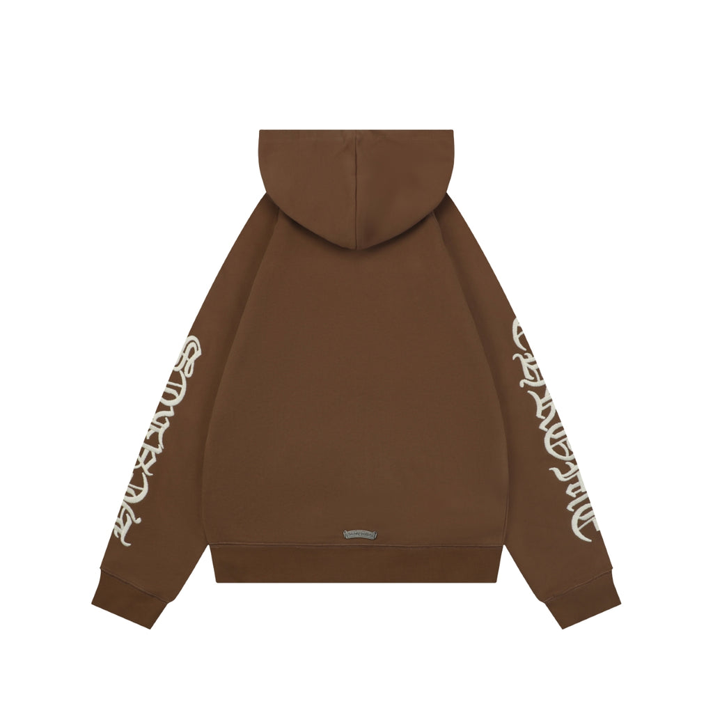Chrome Hearts Sanskrit Script Sleeve Embroidery Pullover Hoodie | Brown