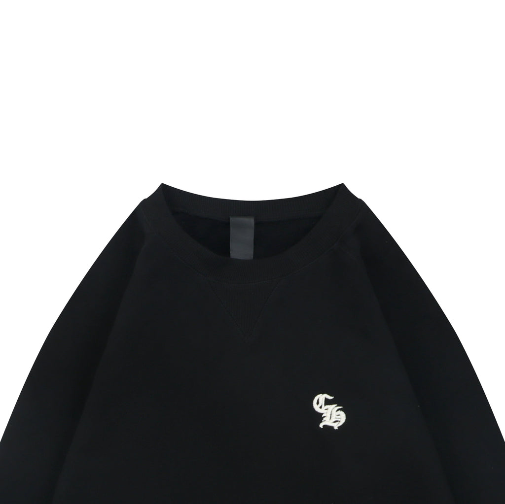 Chrome Hearts Sanskrit Script Sleeve Embroidery Crew Neck Sweatshirt | Black