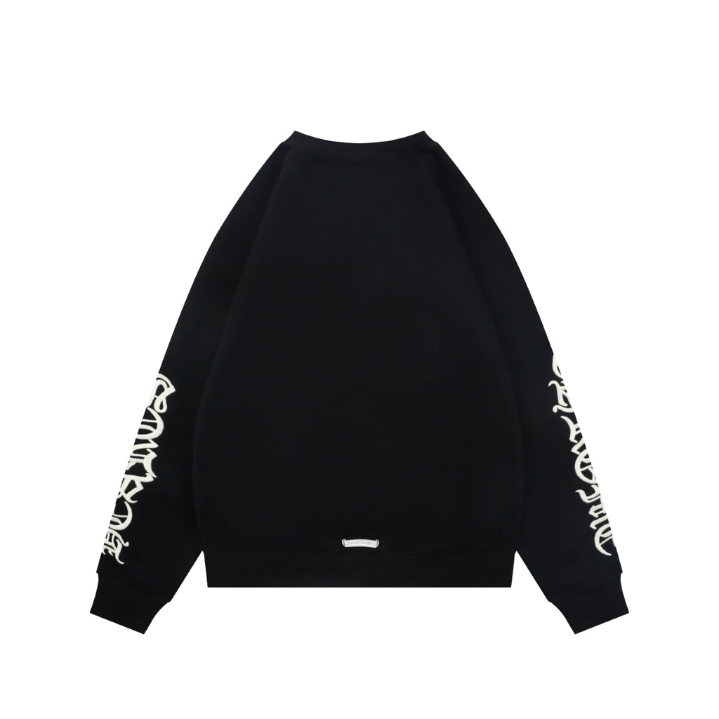 Chrome Hearts Sanskrit Script Sleeve Embroidery Crew Neck Sweatshirt | Black