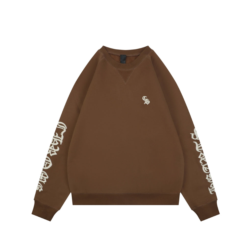 Chrome Hearts Sanskrit Script Sleeve Embroidery Crew Neck Sweatshirt | Brown