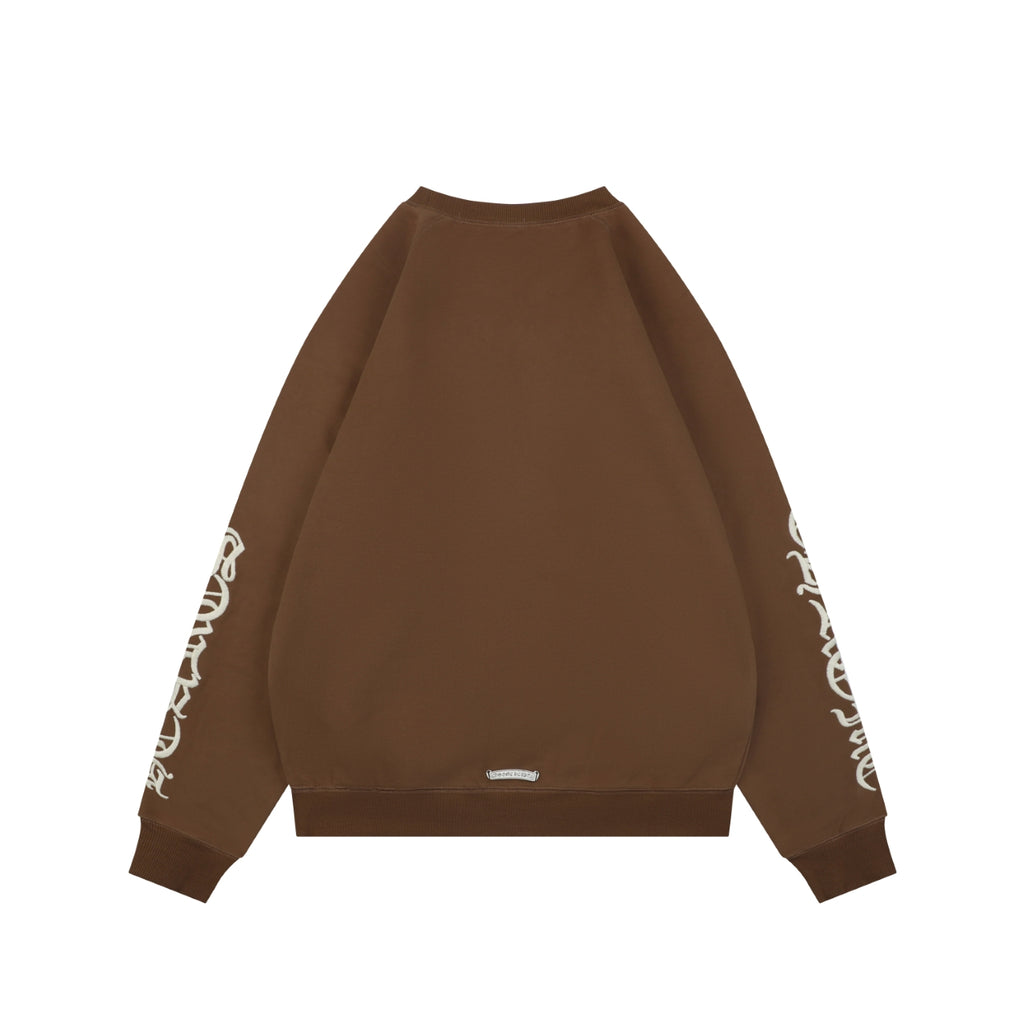 Chrome Hearts Sanskrit Script Sleeve Embroidery Crew Neck Sweatshirt | Brown