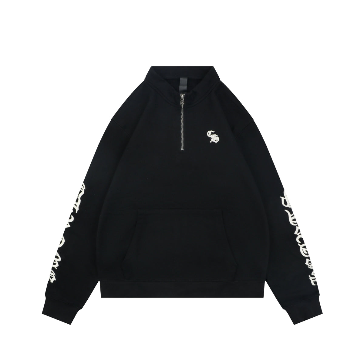 Chrome Hearts Sanskrit Script Sleeve Embroidery Half-Zip Sweatshirt | Black