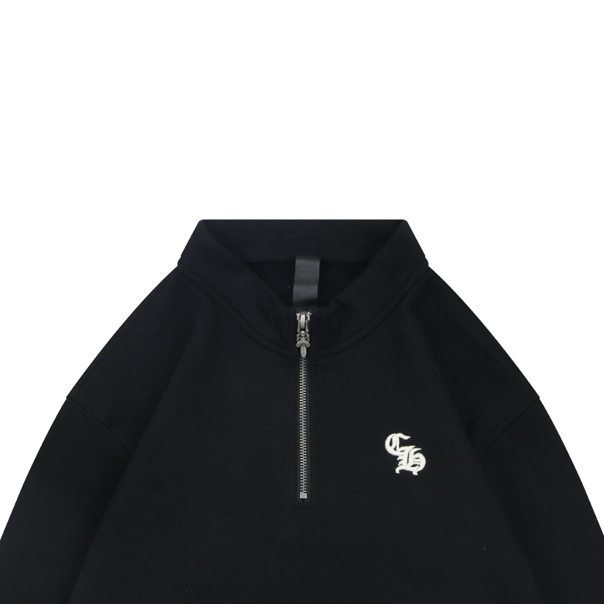 Chrome Hearts Sanskrit Script Sleeve Embroidery Half-Zip Sweatshirt | Black
