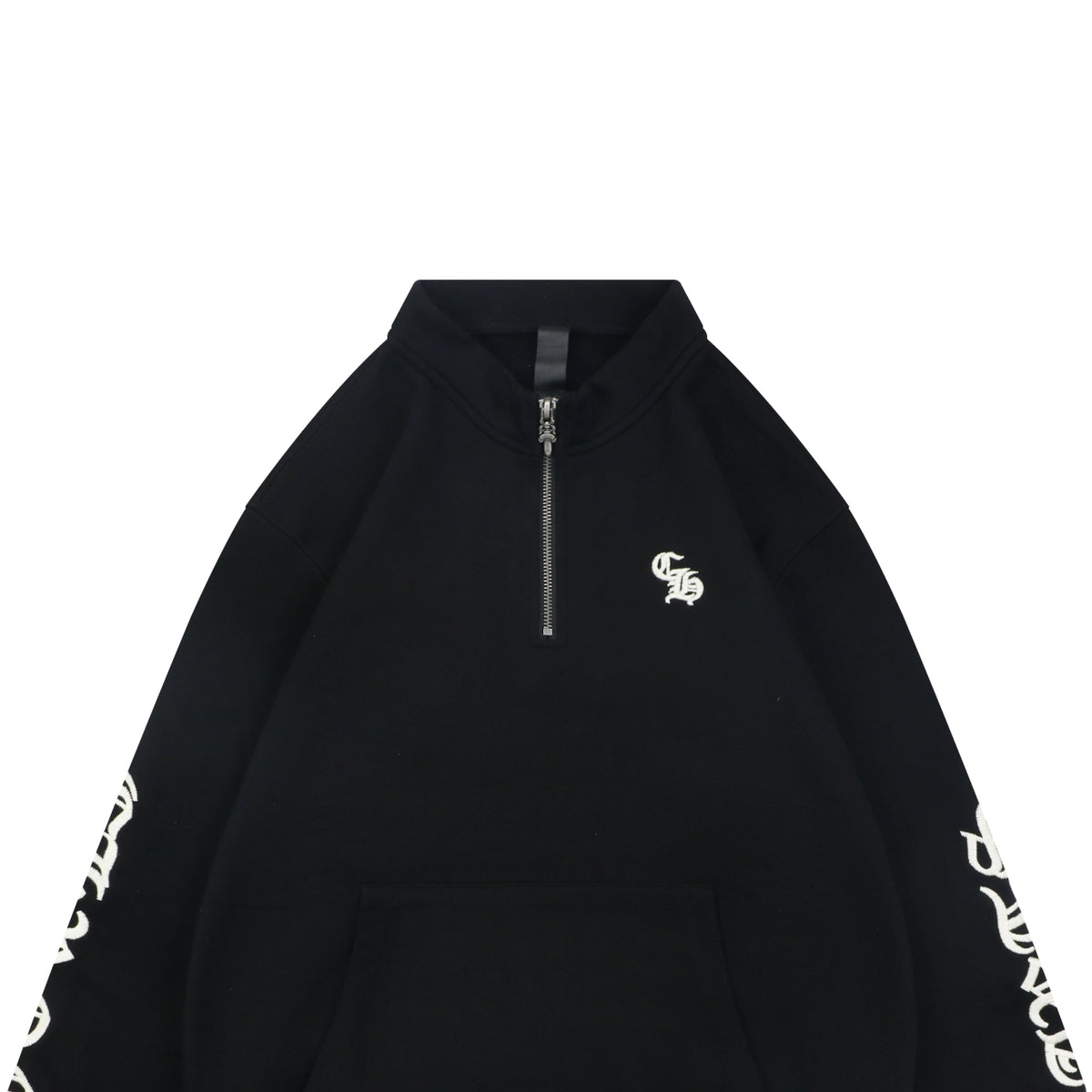 Chrome Hearts Sanskrit Script Sleeve Embroidery Half-Zip Sweatshirt | Black