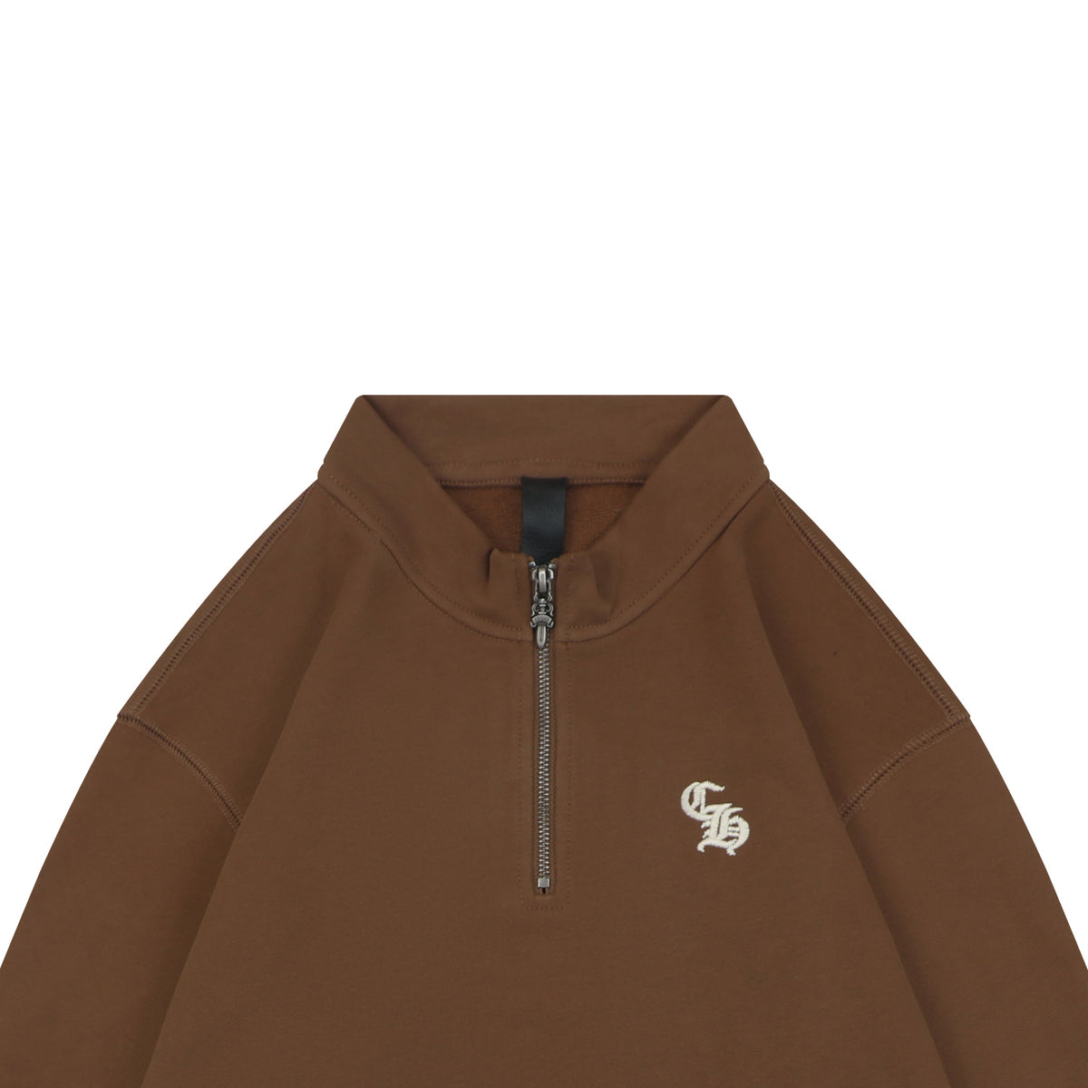 Chrome Hearts Sanskrit Script Sleeve Embroidery Half-Zip Sweatshirt | Brown