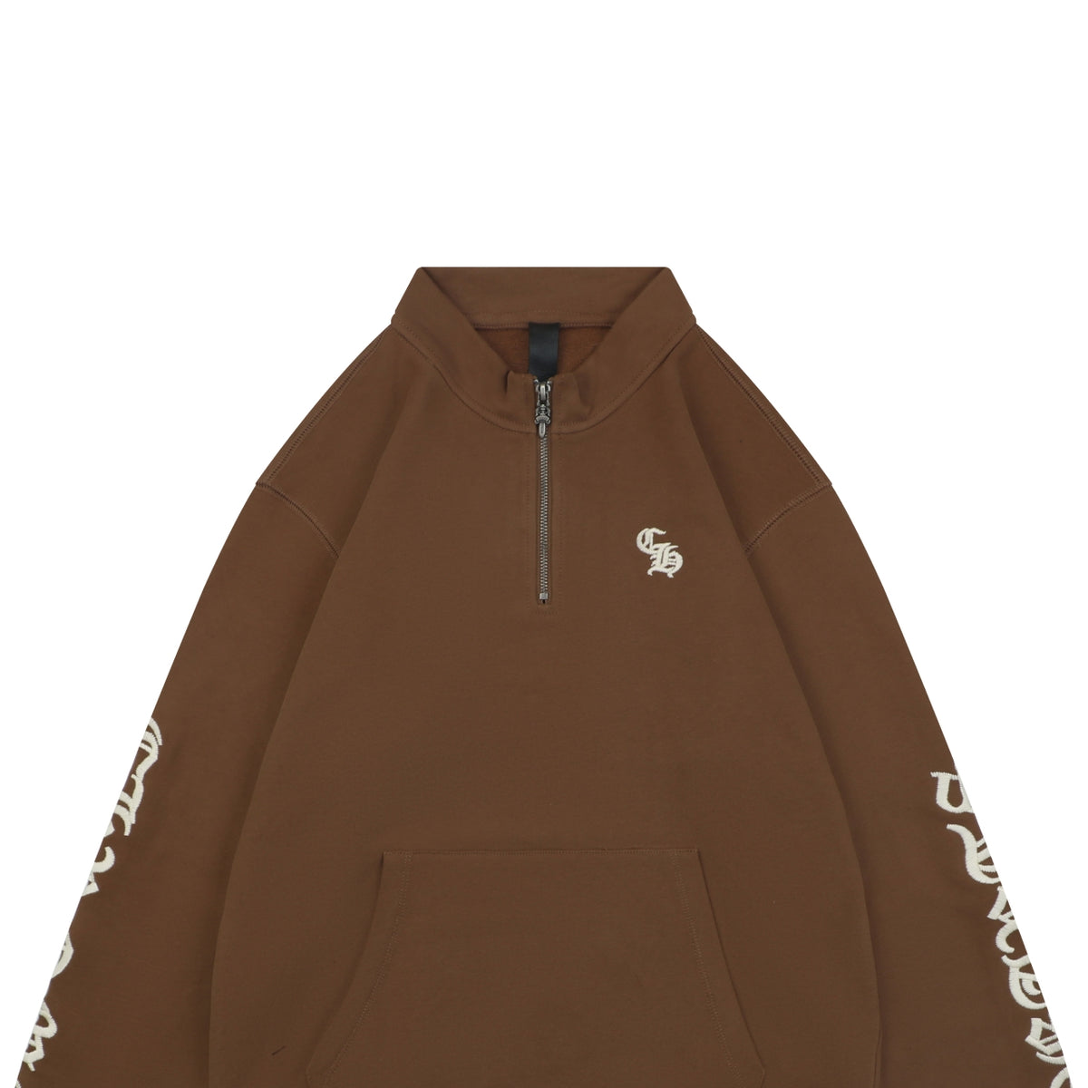 Chrome Hearts Sanskrit Script Sleeve Embroidery Half-Zip Sweatshirt | Brown