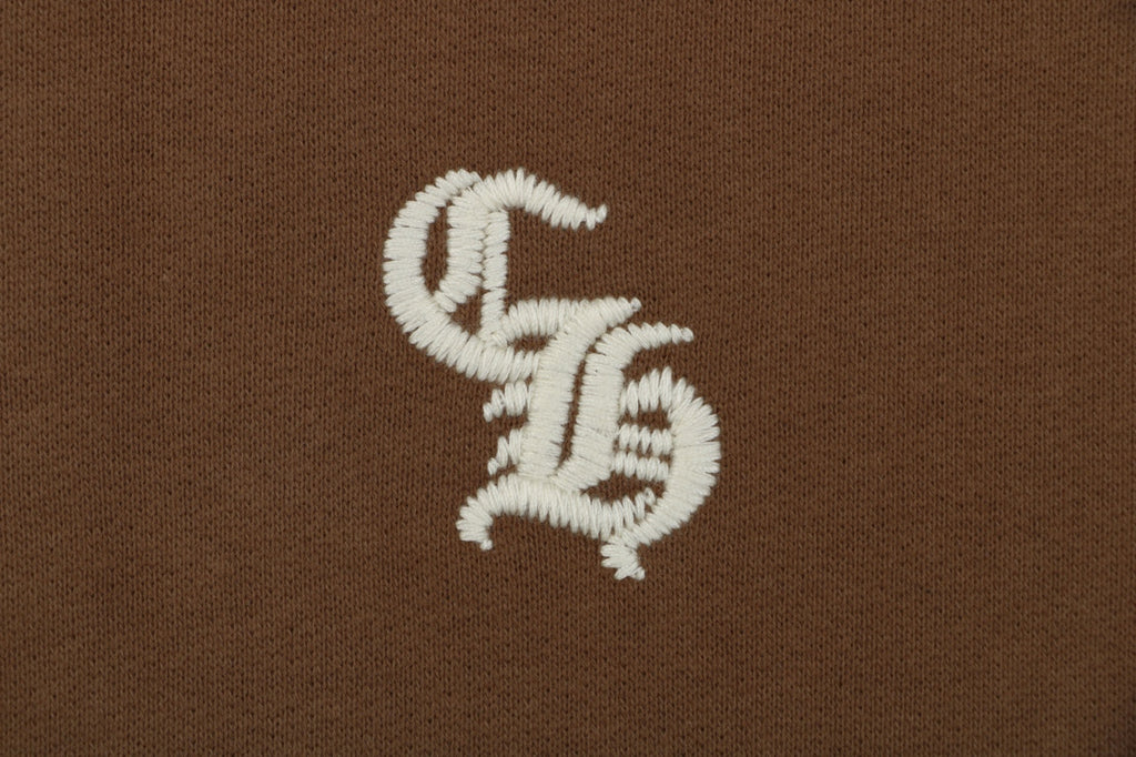 Chrome Hearts Sanskrit Script Sleeve Embroidery Half-Zip Sweatshirt | Brown